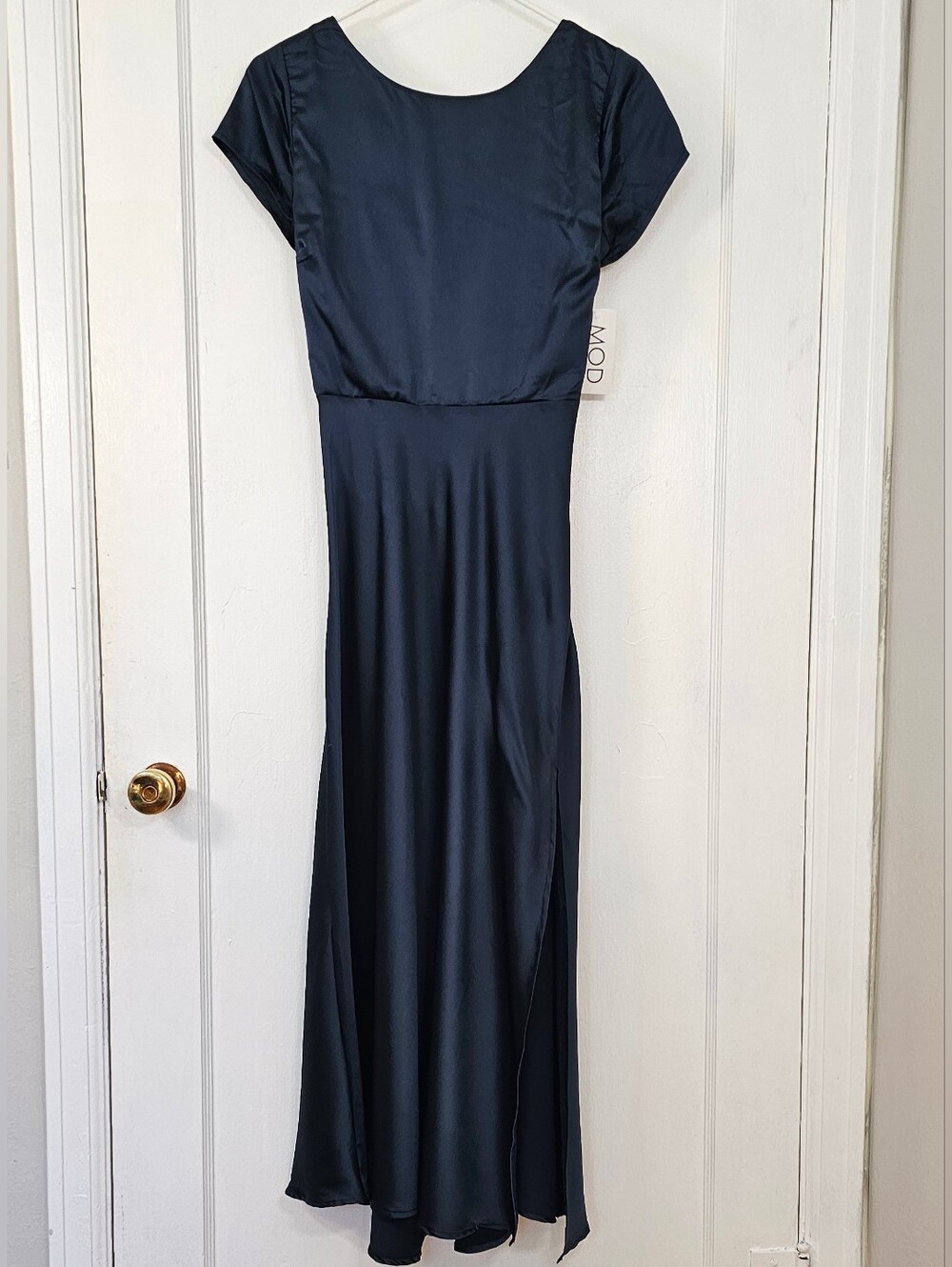 Mod On Trend Satin Twist Back Maxi Dress